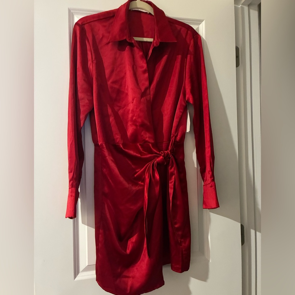 Astr Red Satin Dress
